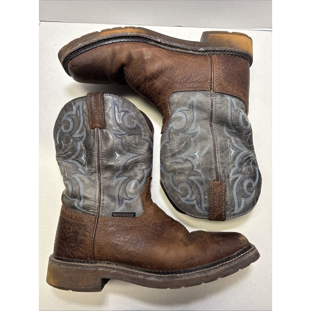 Justin Amarillo WP Work Boots Slate Brown Leather WK4312 Size 10EE